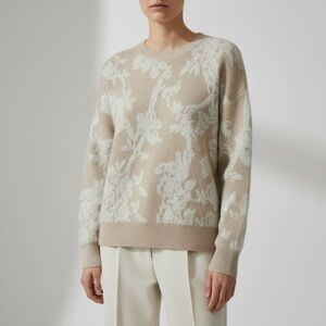 GEMMA + JANE Chic Beige Floral Neck Sweater size XL Earth Pastel Colour Warm